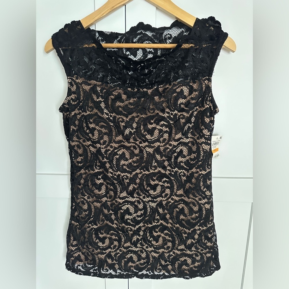 INC international Concepts Black lace sleeveless top NWT size small